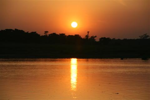 Sunset over the jungle in Chitwan.