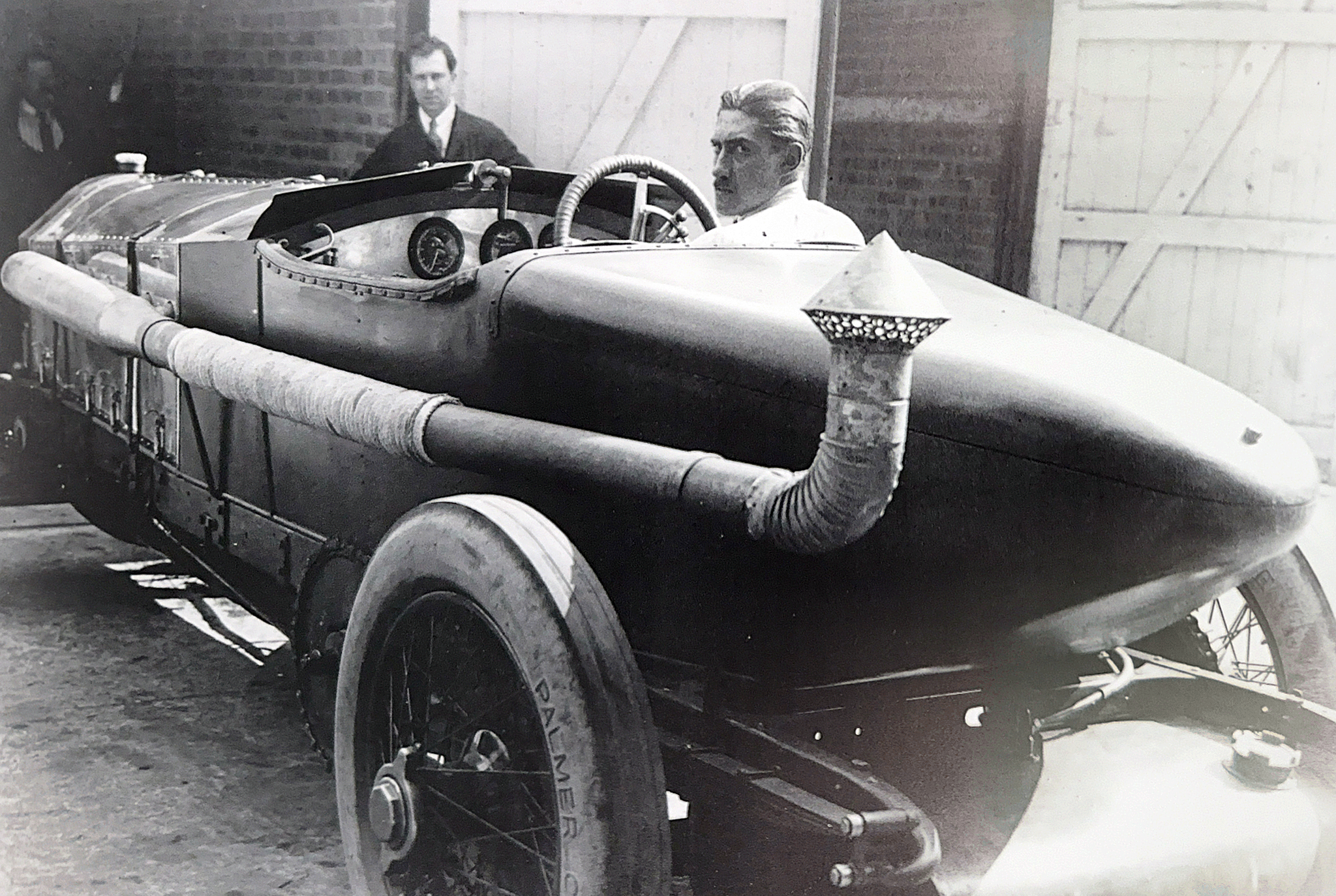 Count Louis Zborowski sitting in Chitty Bang Bang